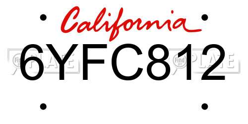 6YFC812 California License Plate