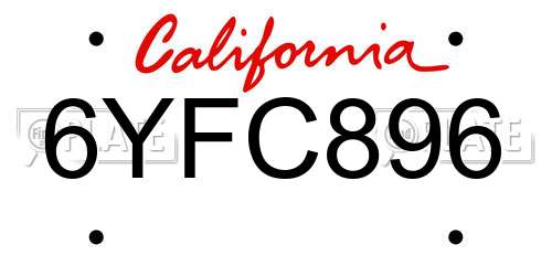 6YFC896 California License Plate