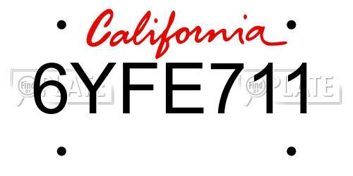 6YFE711 California License Plate