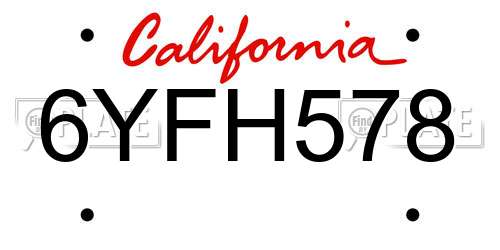 6YFH578 California License Plate