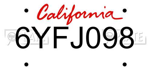 6YFJ098 California License Plate