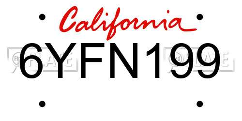6YFN199 California License Plate