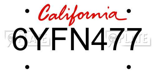 6YFN477 California License Plate