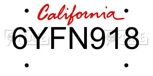6YFN918 California License Plate
