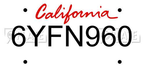 6YFN960 California License Plate