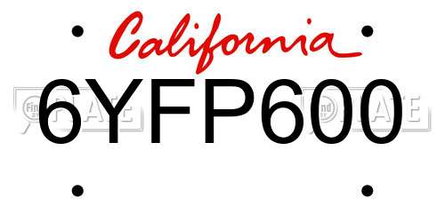 6YFP600 California License Plate