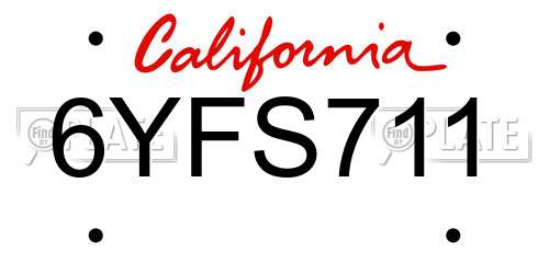 6YFS711 California License Plate