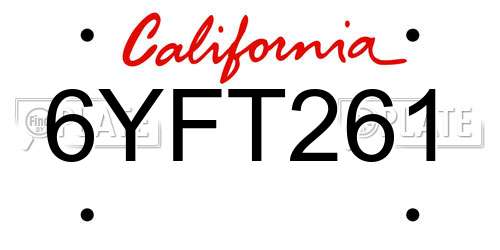 6YFT261 California License Plate