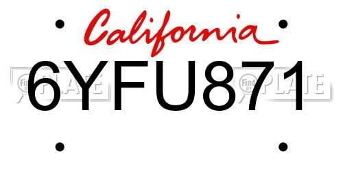 6YFU871 California License Plate