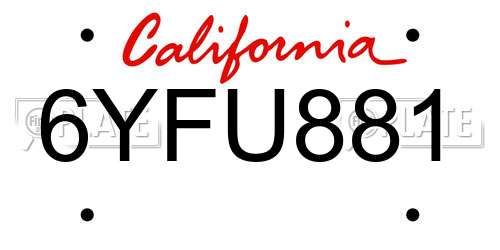 6YFU881 California License Plate