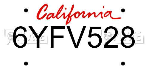 6YFV528 California License Plate