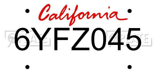 6YFZ045 California License Plate