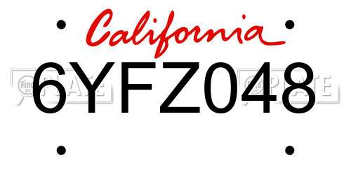6YFZ048 California License Plate