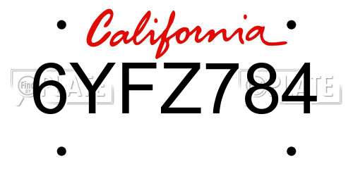 6YFZ784 California License Plate