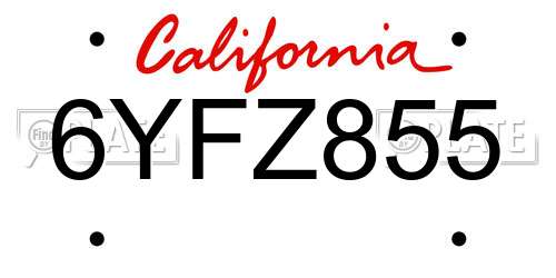 6YFZ855 California License Plate