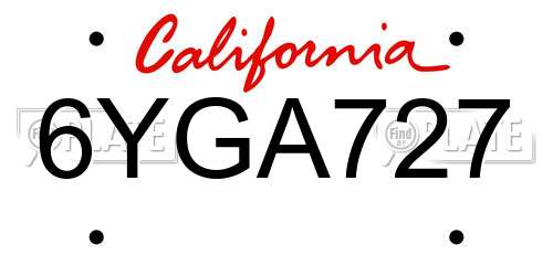 6YGA727 California License Plate