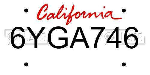 6YGA746 California License Plate