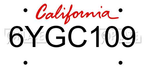 6YGC109 California License Plate