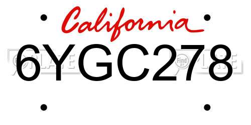 6YGC278 California License Plate
