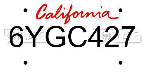 6YGC427 California License Plate