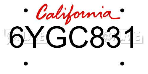 6YGC831 California License Plate