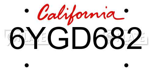 6YGD682 California License Plate