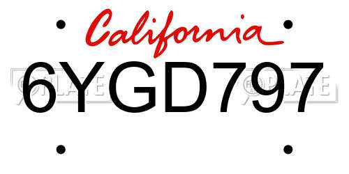 6YGD797 California License Plate