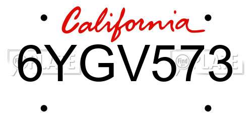 6YGV573 California License Plate