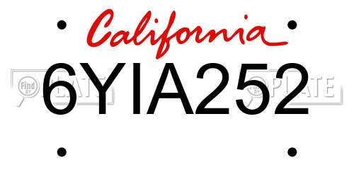 6YIA252 California License Plate