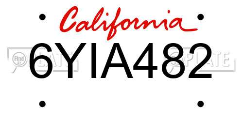 6YIA482 California License Plate