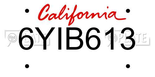 6YIB613 California License Plate