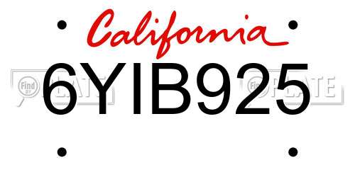 6YIB925 California License Plate
