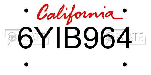 6YIB964 California License Plate