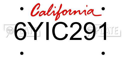 6YIC291 California License Plate
