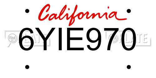6YIE970 California License Plate