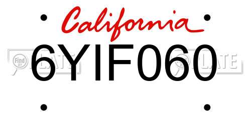 6YIF060 California License Plate