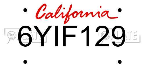 6YIF129 California License Plate