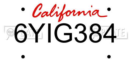 6YIG384 California License Plate