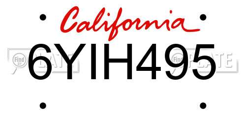 6YIH495 California License Plate