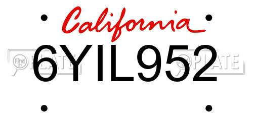 6YIL952 California License Plate