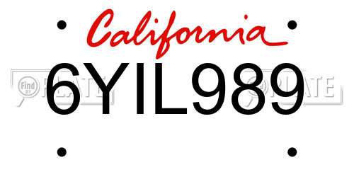 6YIL989 California License Plate