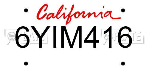 6YIM416 California License Plate
