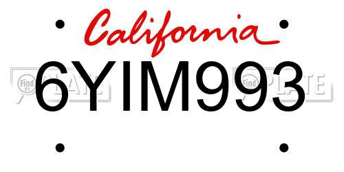 6YIM993 California License Plate