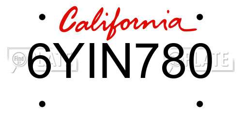 6YIN780 California License Plate