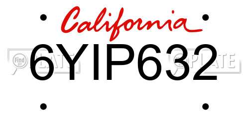 6YIP632 California License Plate