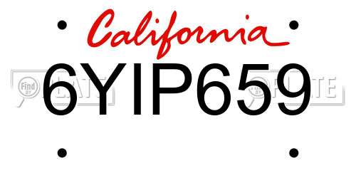 6YIP659 California License Plate