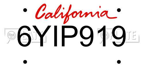 6YIP919 California License Plate