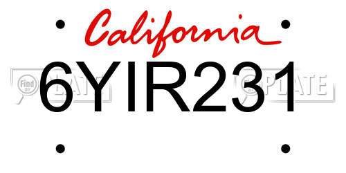 6YIR231 California License Plate