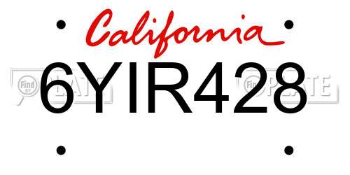 6YIR428 California License Plate
