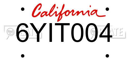 6YIT004 California License Plate
